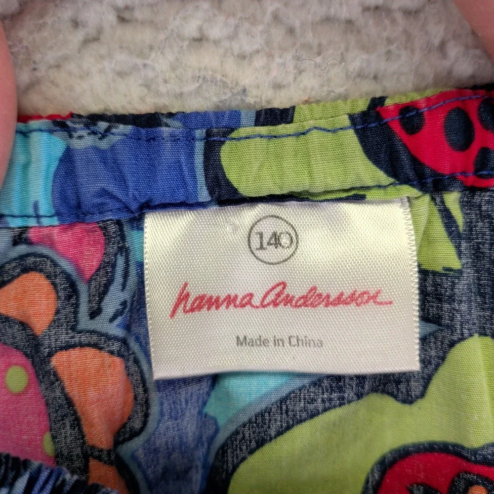 Hanna Andersson Retro Dress Bakery Blue Floral Cap Sleeve Cotton 140 US 10 38945